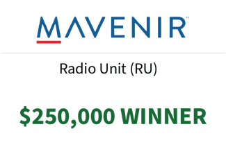 decorative card of Stage Three Winner, Mavenir, Network Integration, Radio Unit category.