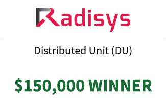 decorative card of Stage Two Winner, Radisys, Emulated Integration, Distributed Unit category.
