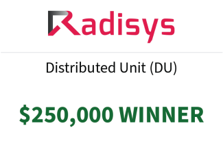 decorative card of Stage Three Winner, Radisys, Network Integration, Distributed Unit category.